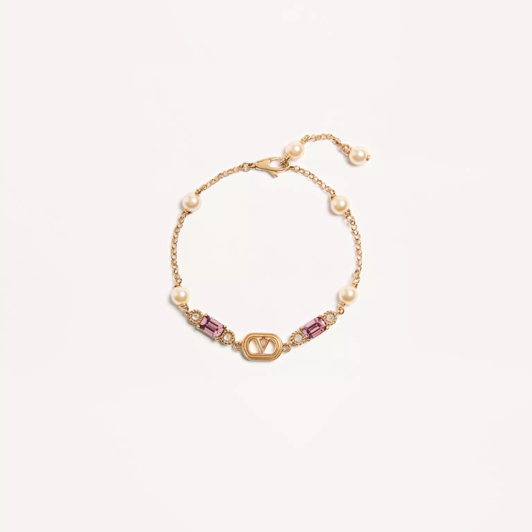 1FF0101-313 [VALENTINO GARAVANI] Ovalette Bracelet In Metal, Pearls And Swarovski® Crystals Gold (SS26) #8W2J0BH8QVS-BUK (A-EU-E)