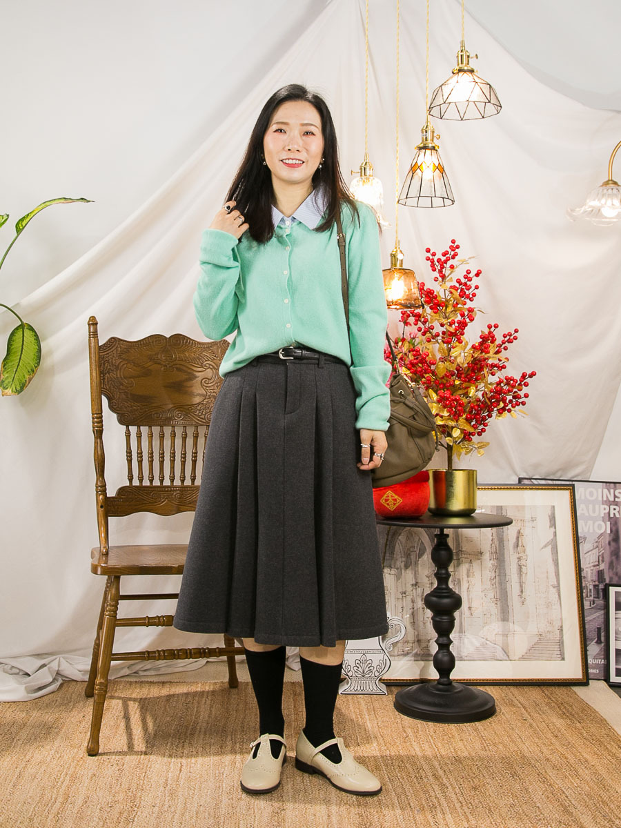 ⬇️開倉低至半價😱FINALSALE📣 後腰橡根．前打摺．絨絨料半截裙 (有袋)【不設退換】