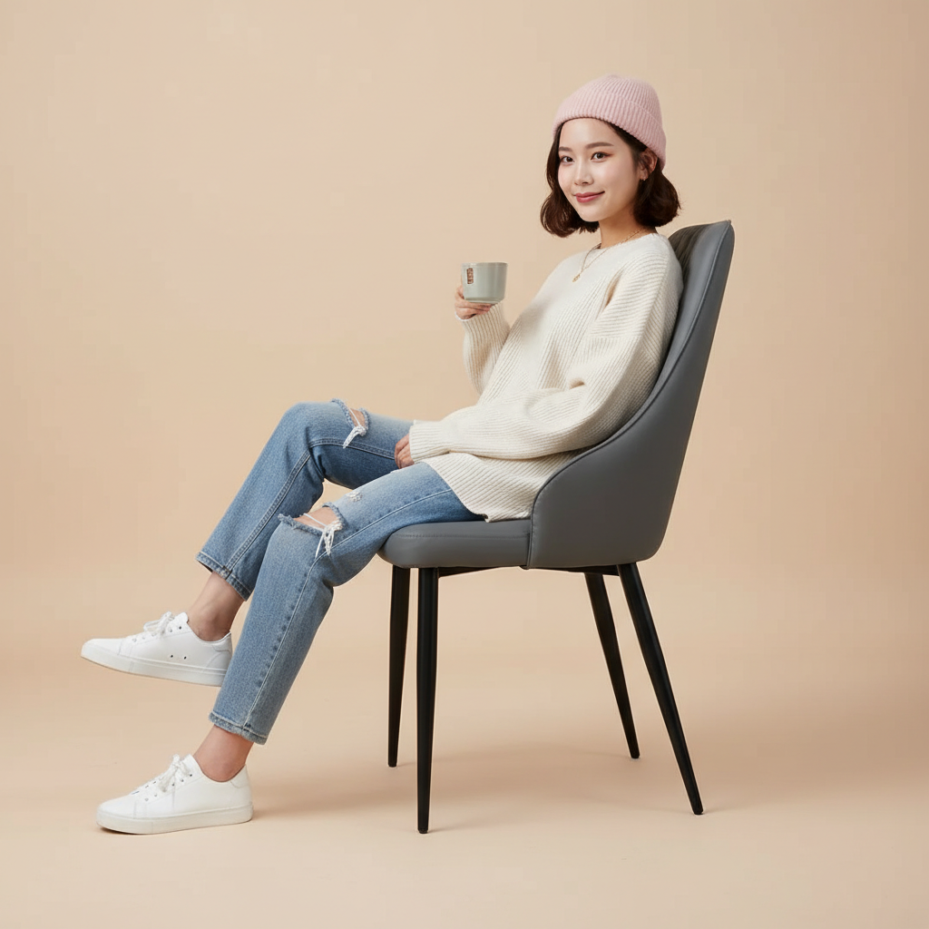 伊麗絲︱菱格紋︱簡約高背餐椅