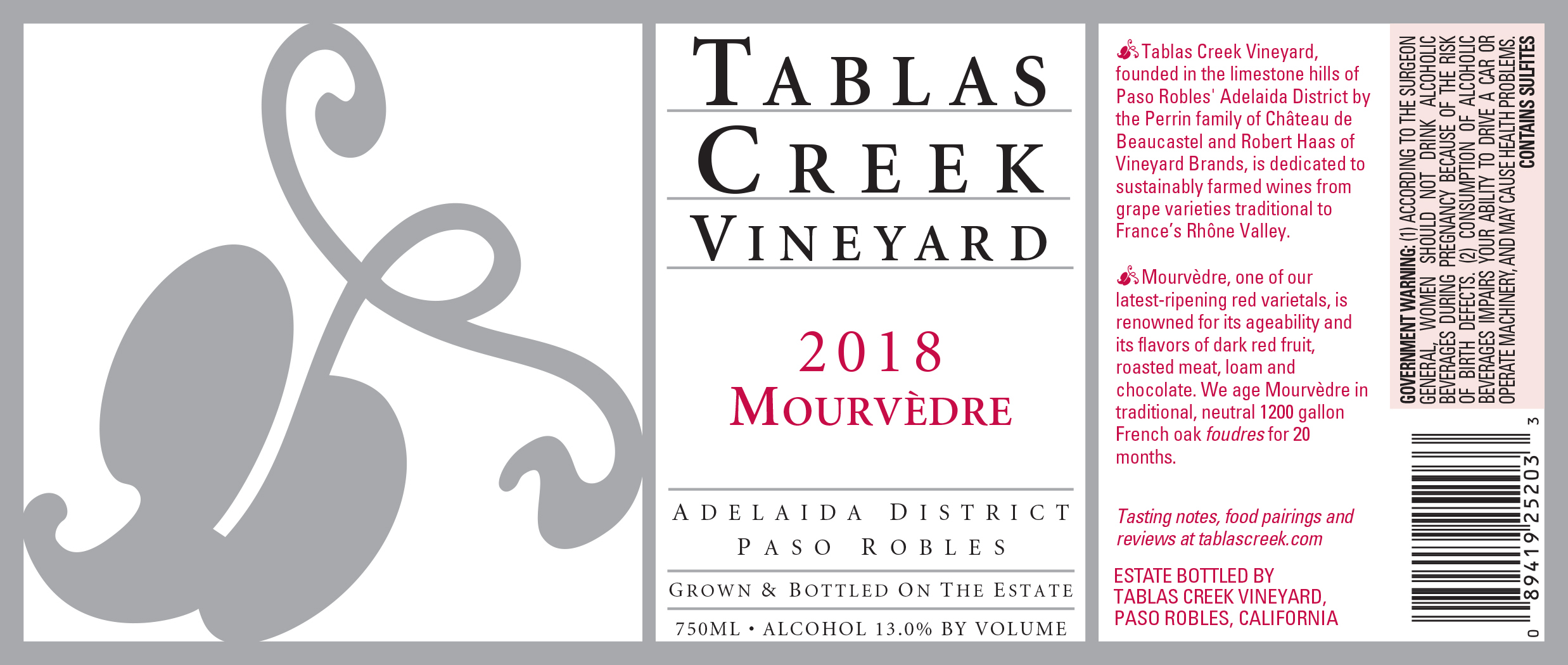 Tablas Creek Mourvèdre 2018 (RP91)