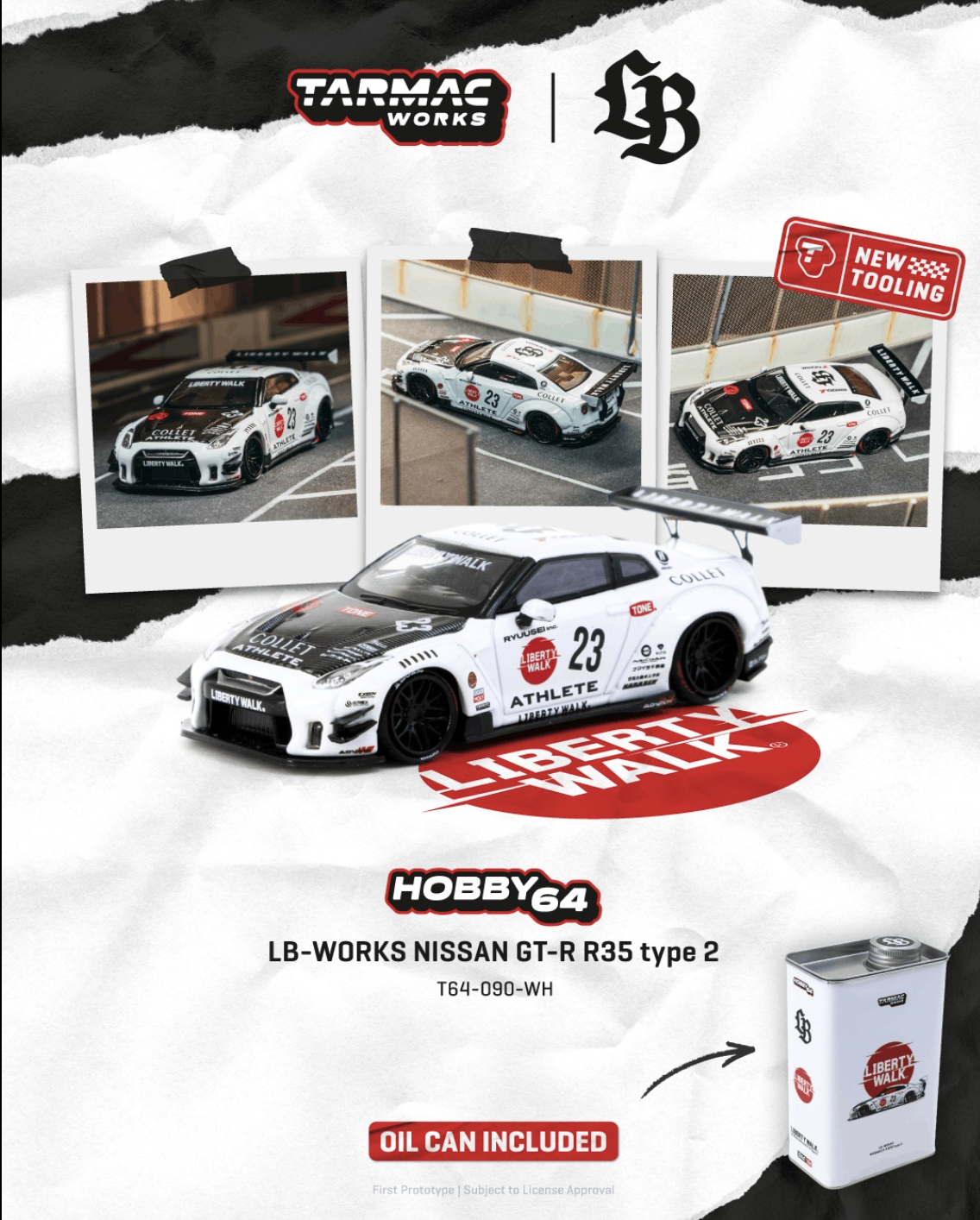 預訂 Pre Order - Tarmac Works LB-WORKS NISSAN GT-R R35 TYPE 2 WHITE