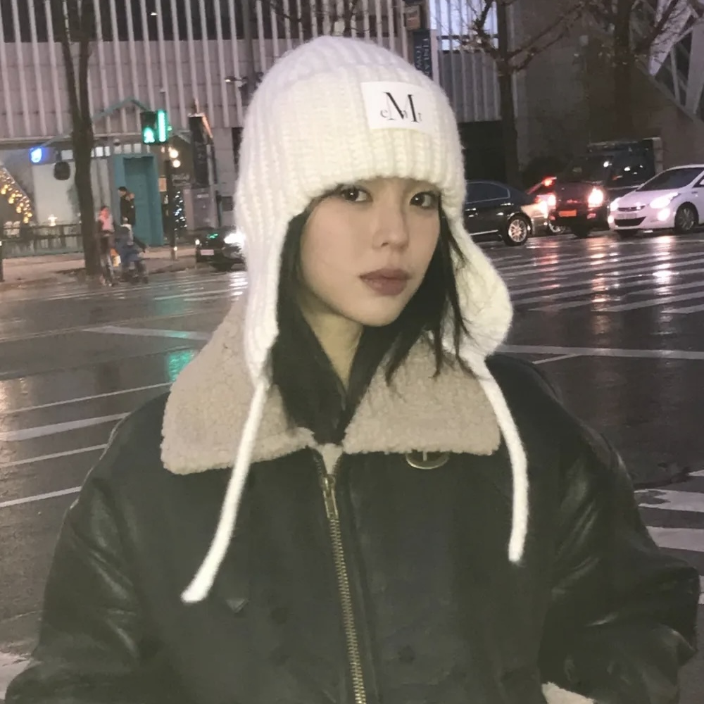 MUCENT 針織 士兵帽 綁帶 護耳 保暖 秋冬配件 韓國代購 三色 中性款