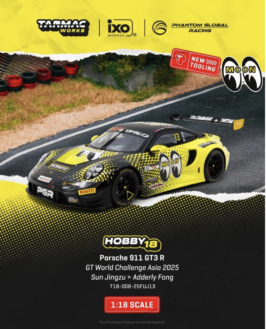 預訂 Pre Order - Tarmac Works Porsche 911 GT3 R GT World Challenge Asia 2025 Phantom Global Racing Sun Jingzu / Adderly Fong