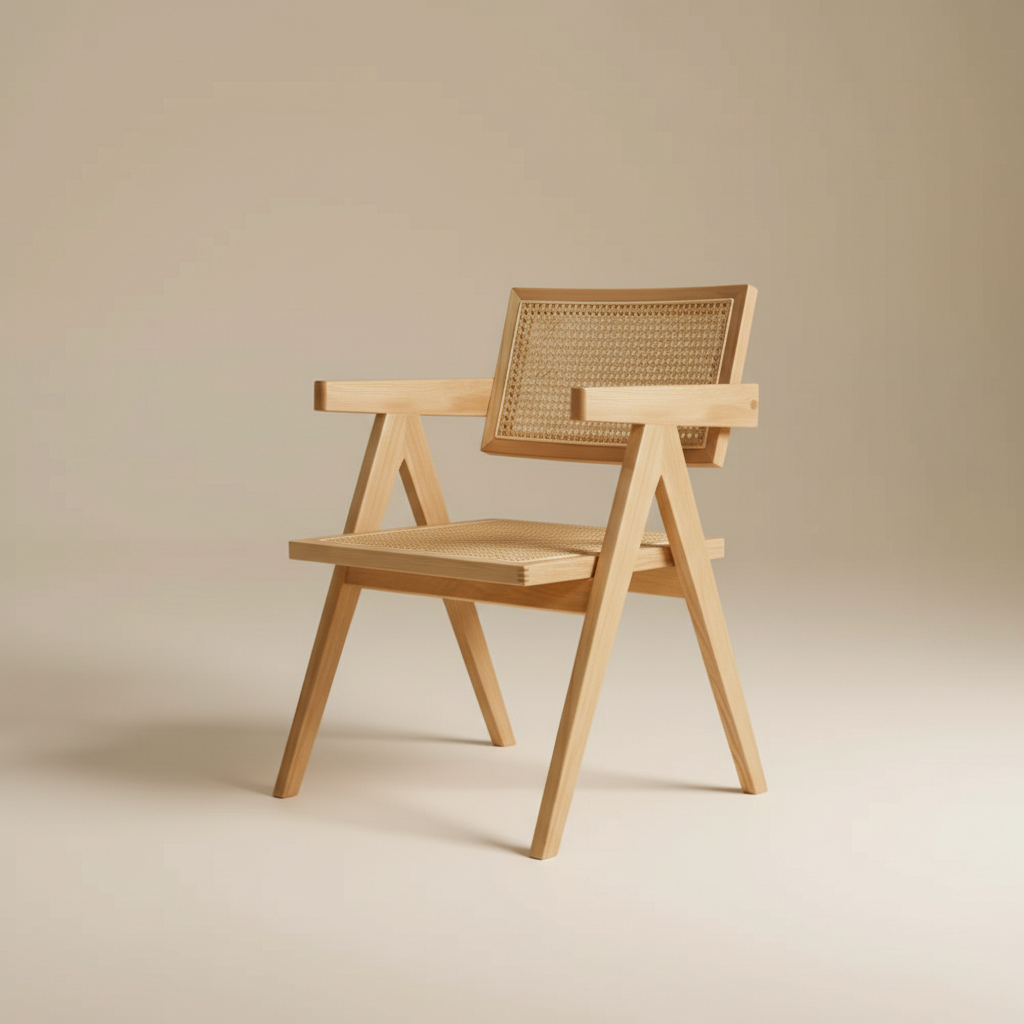 Des︱藤網編織白蠟木扶手單椅