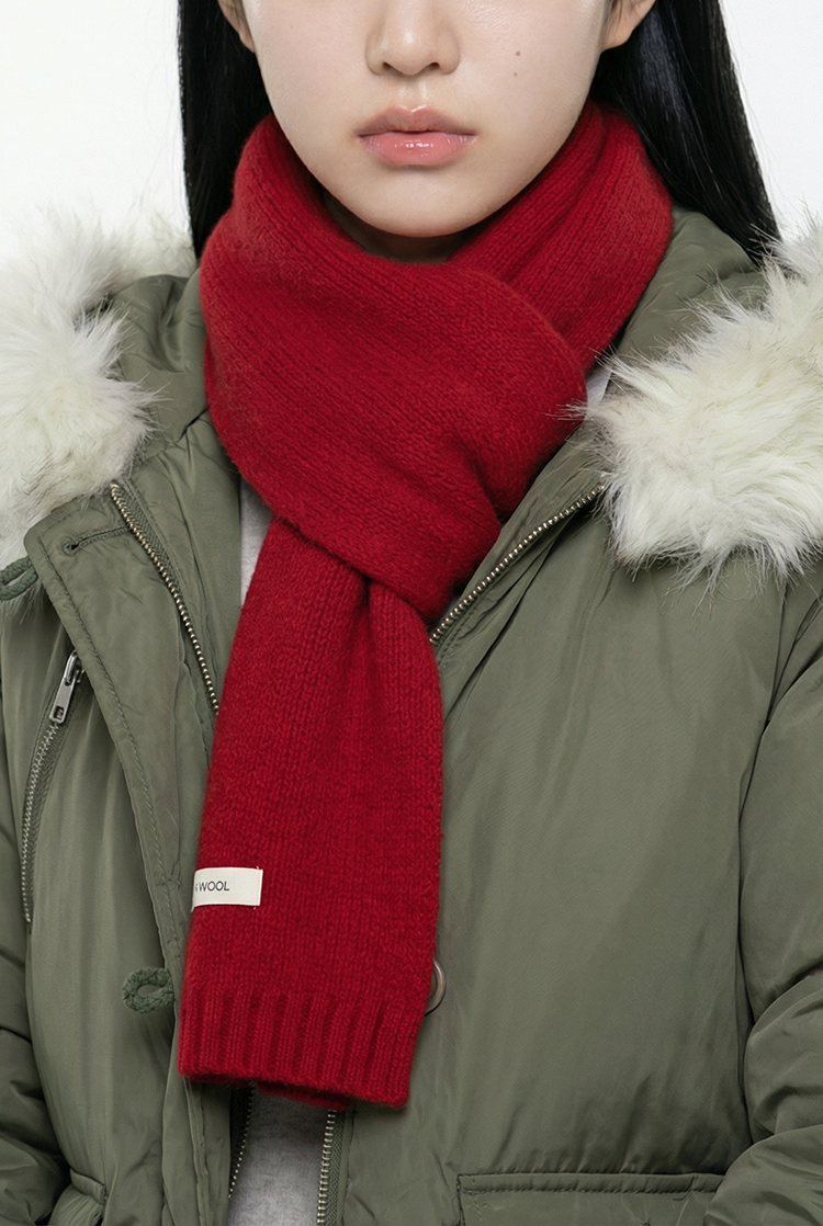羊毛針織純色圍巾