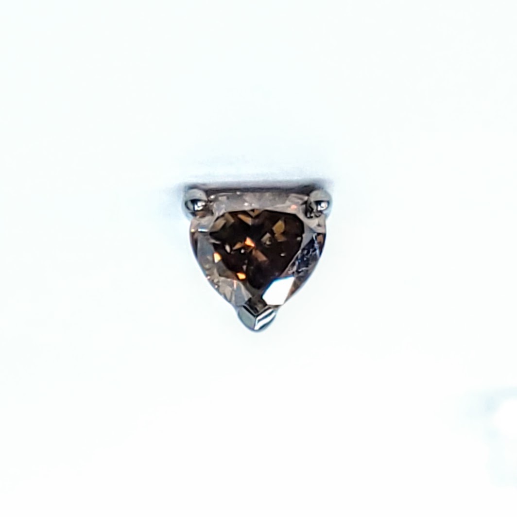 全新18K金【單粒 45份咖啡色梨形鑽石】單耳環