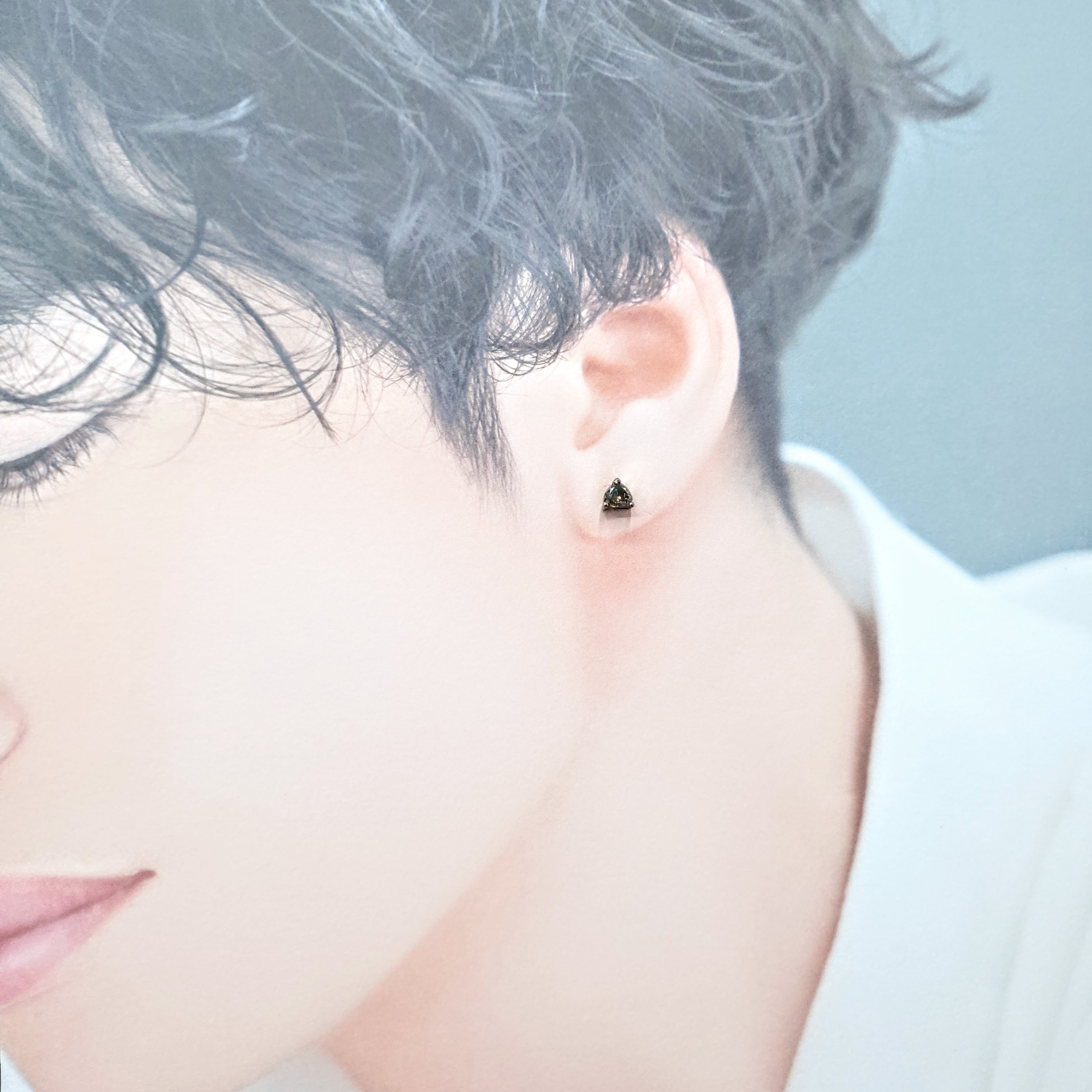 全新18K金【單粒 45份咖啡色梨形鑽石】單耳環