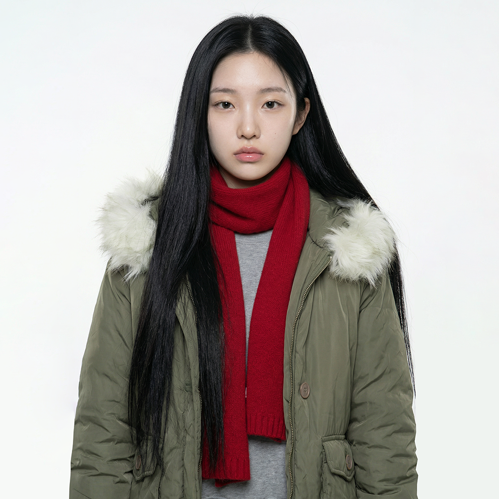 羊毛針織純色圍巾