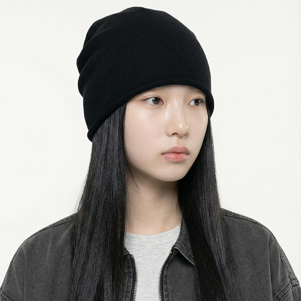 捲邊羊毛針織堆堆帽