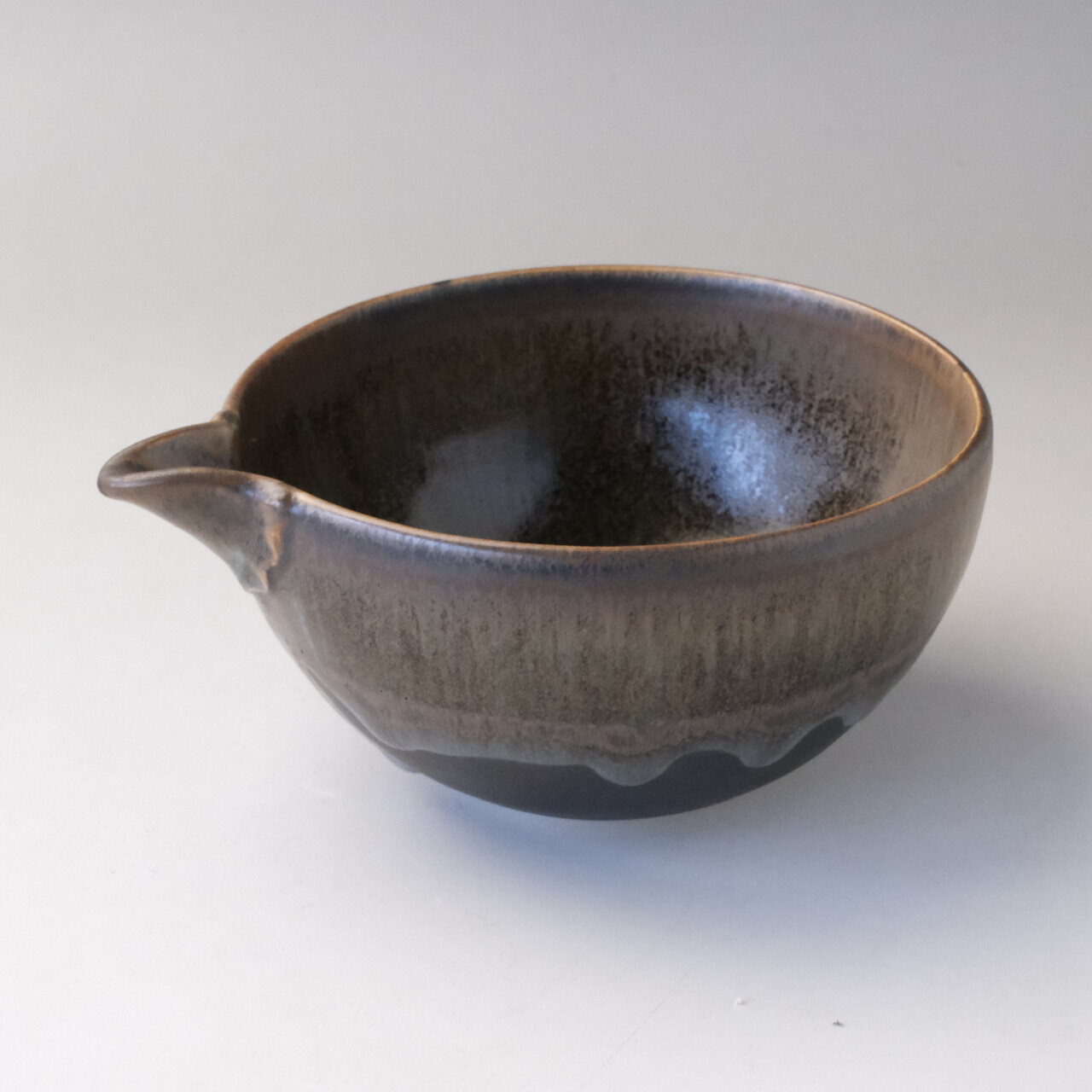 日本製 美濃燒 湯冷碗 片口抹茶碗 黑燻