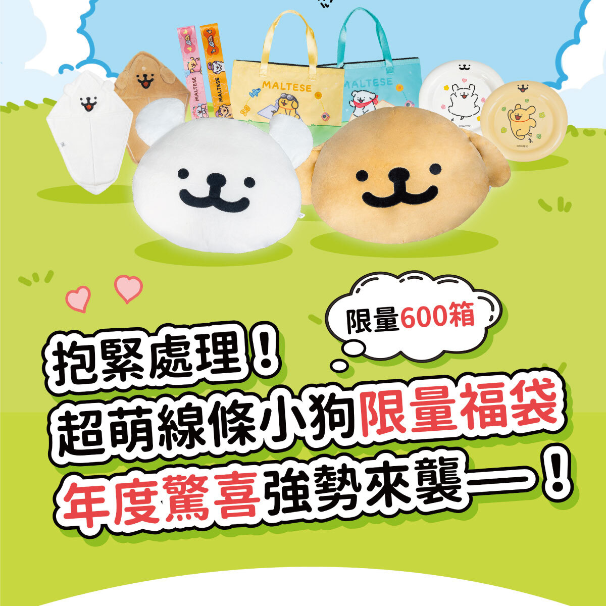 【IKAIKA】必出！線條小狗抱枕 限量福袋 (整箱價值5,000up)