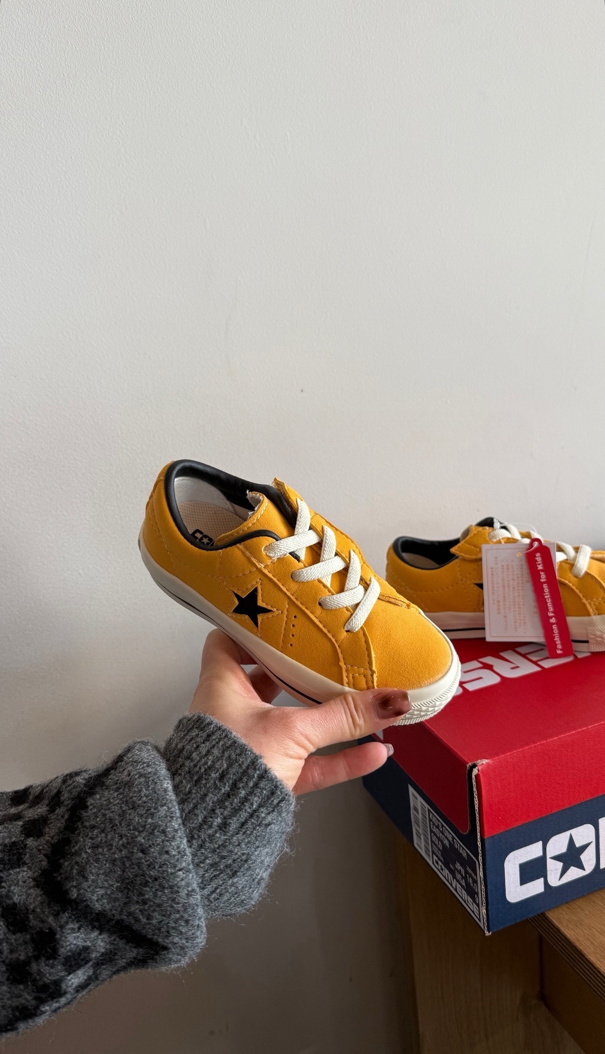 Converse One Star Easyon 日本限定 黃黑 黃色 魔鬼氈 帆布 童鞋 37303870