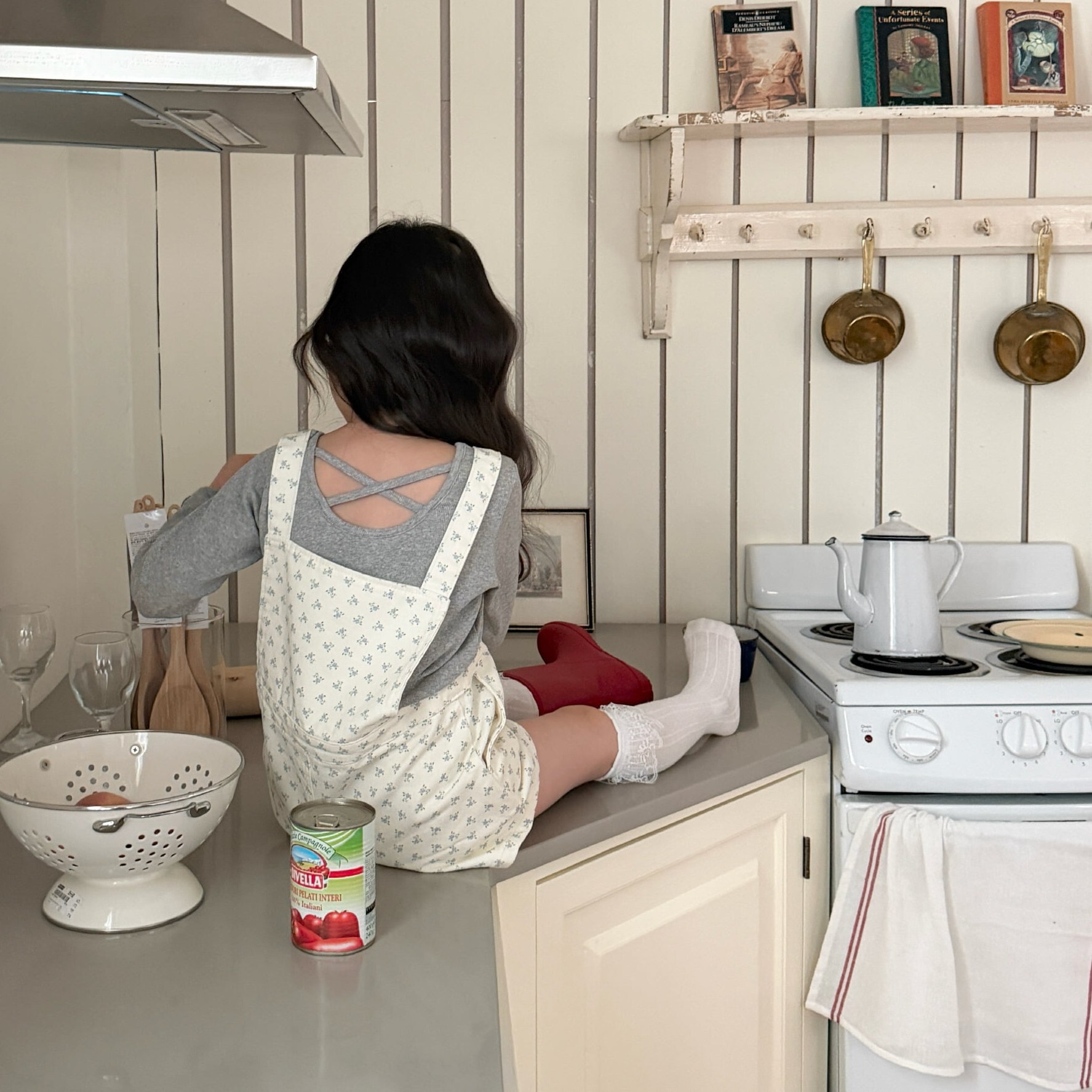 90-130 羅紋釦飾捲邊上衣 3色