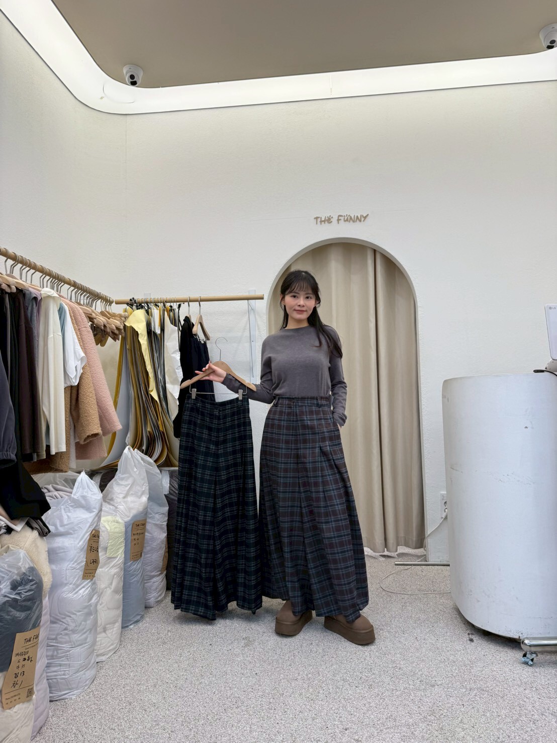 FP5401 後鬆緊A字格紋裙褲 *特價* (優惠碼同充值購物金不適用)