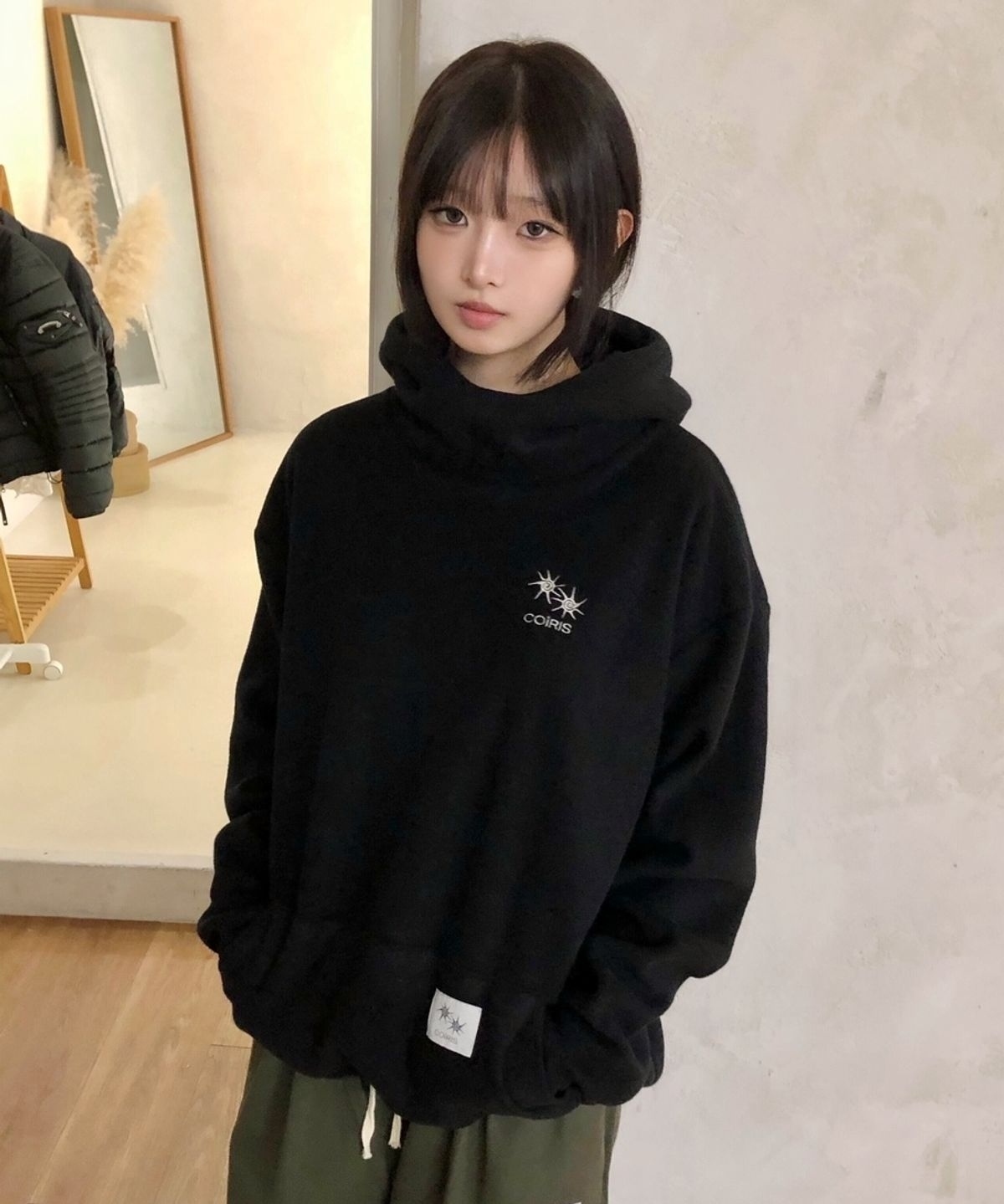 COIRIS LUO 巴拉克拉法 設計 刷毛 連帽 帽T 上衣 C-P00000CX