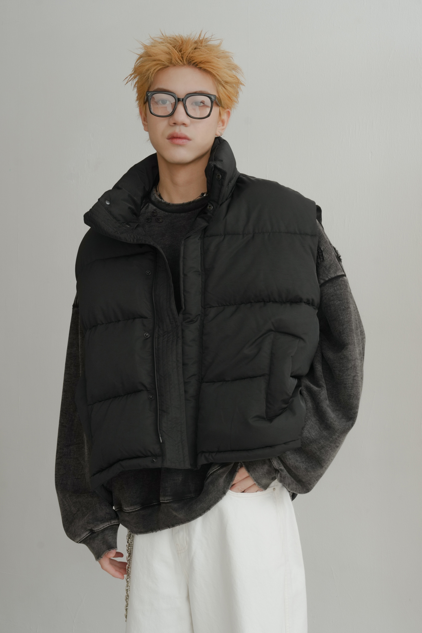 Curved Oversized Puffer Vest #鋪棉背心