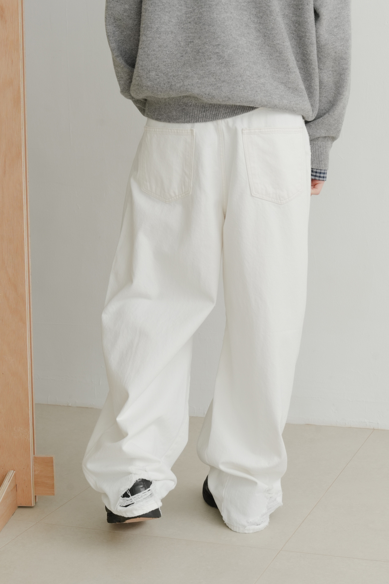 Destroyed White Wide  Jeans #單寧褲