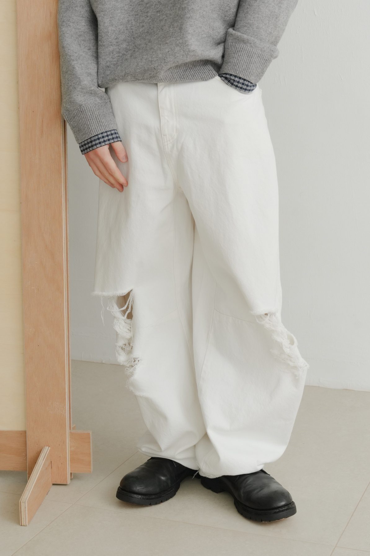 Destroyed White Wide  Jeans #單寧褲