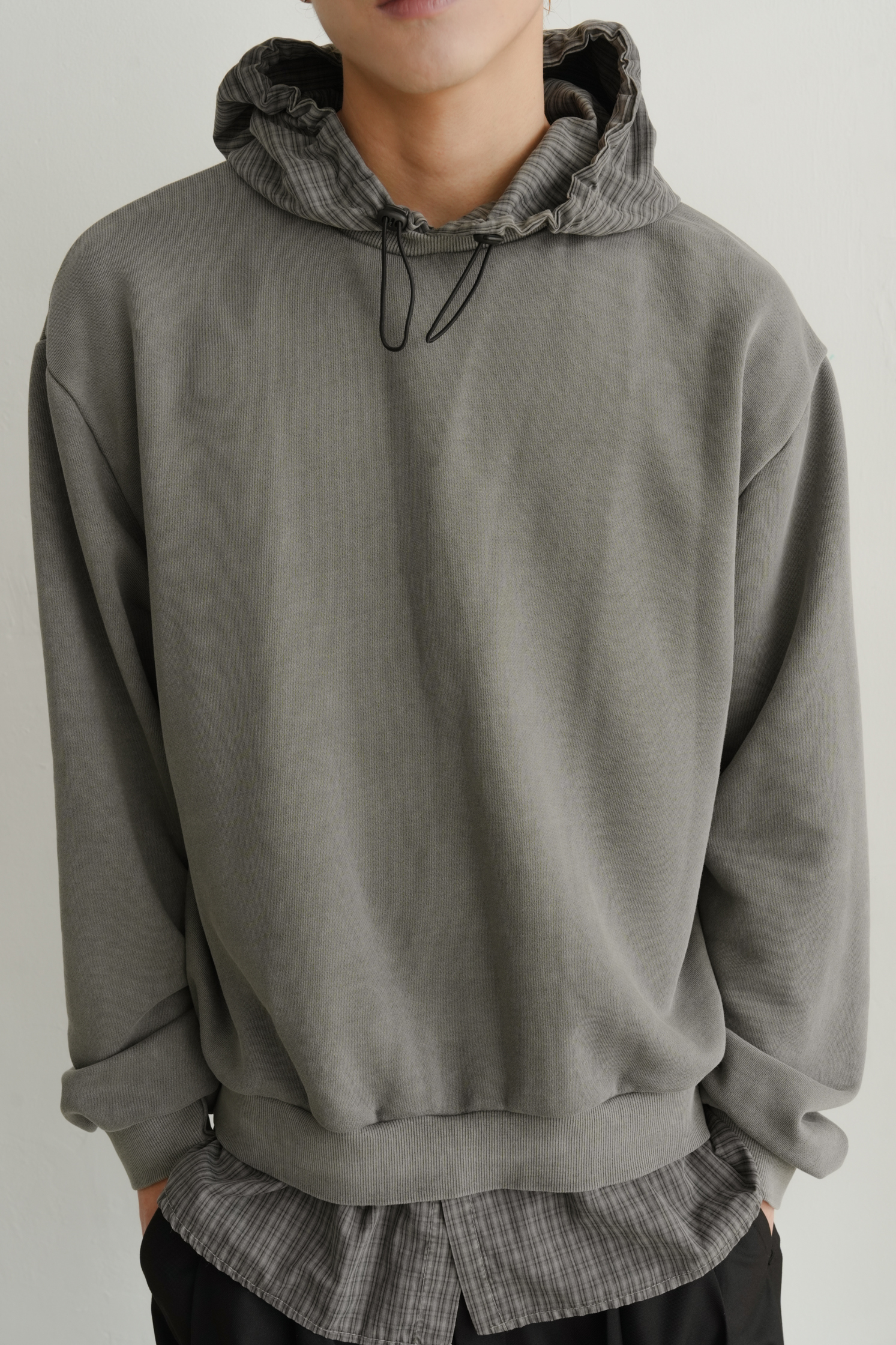 Dyed Shirt-Layered Sweatshirt #上衣