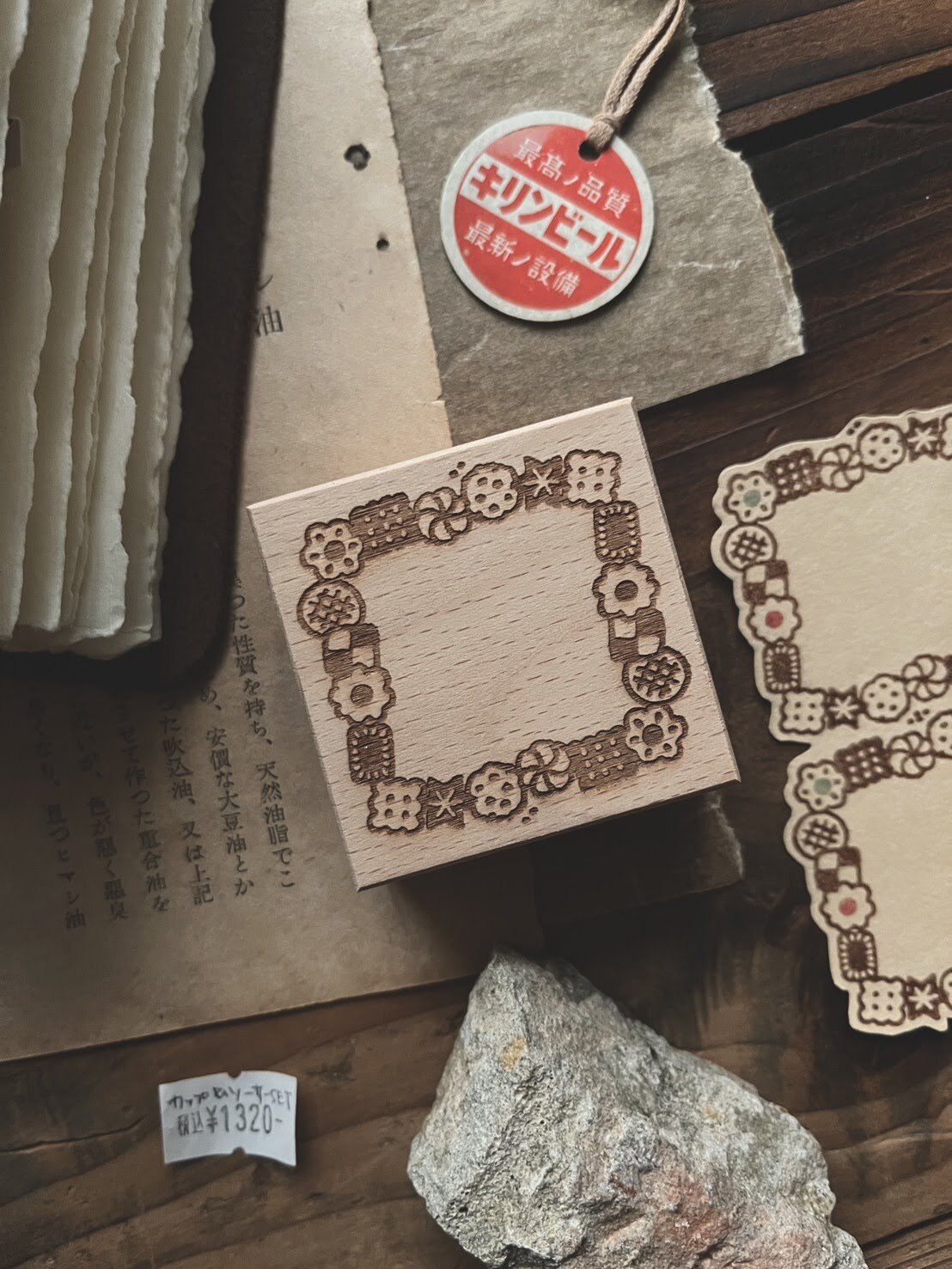 微瘋畫室．餅乾框框 櫸木印章