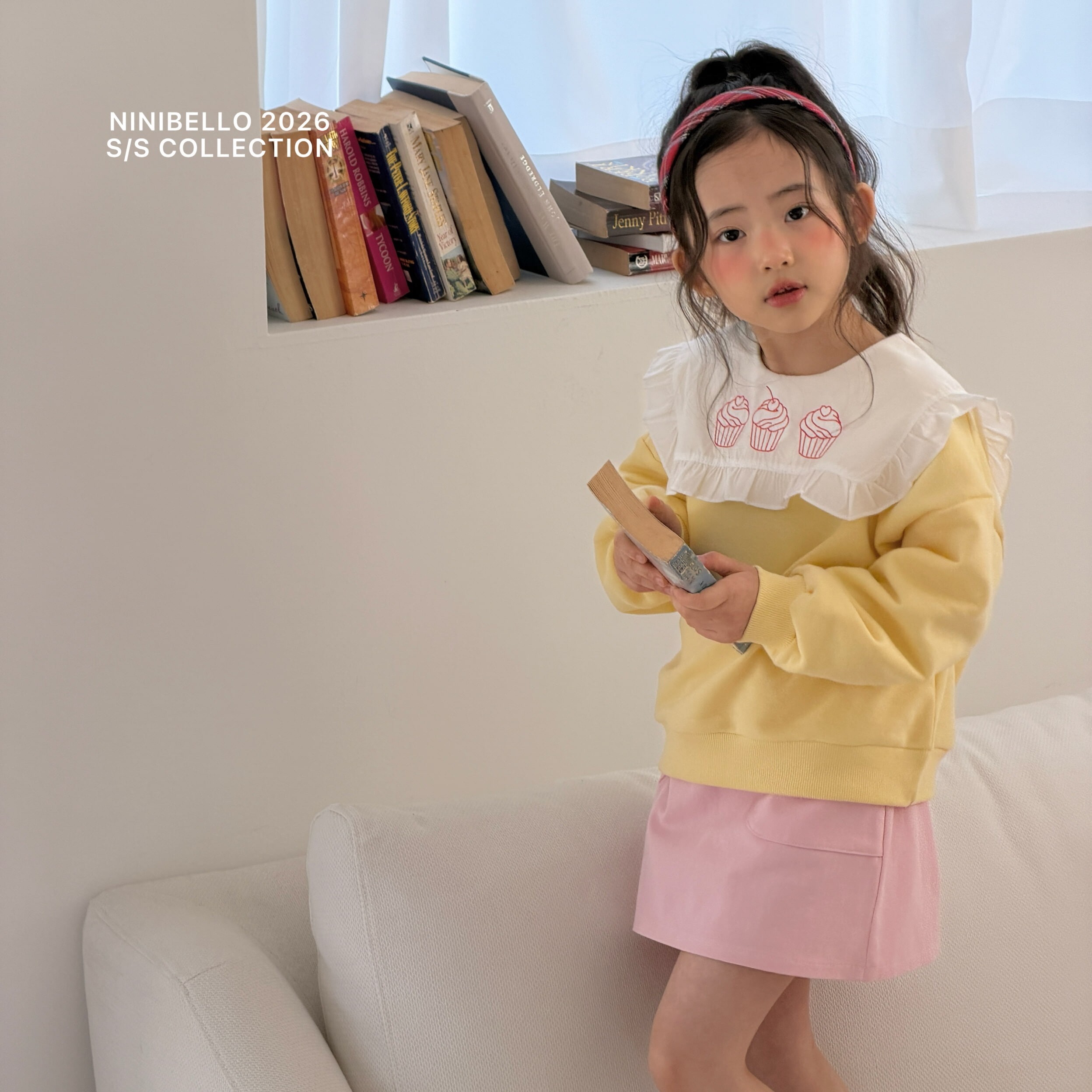 90-130 杯子蛋糕荷葉翻領大學T 2色