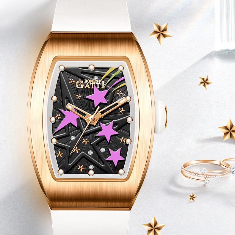 【Bonest Gatti】魅影甜心系列 酒桶錶 女錶 髮絲金框 德國機械錶 德國手錶 BG8901
