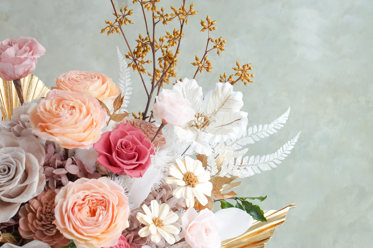 奶茶色永生花盆栽,開幕盆栽推薦,升遷盆栽推薦,永生花推薦台北,台北花店外送,永生花盆栽特寫12