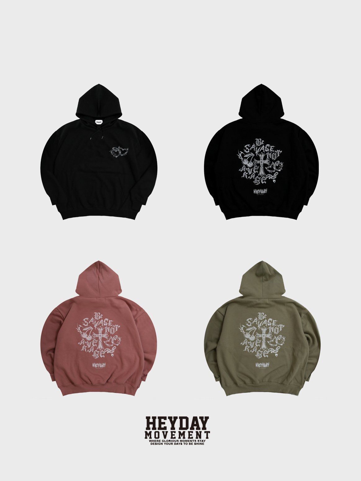 英文字圖案連帽衛衣 HEYDAY-020T