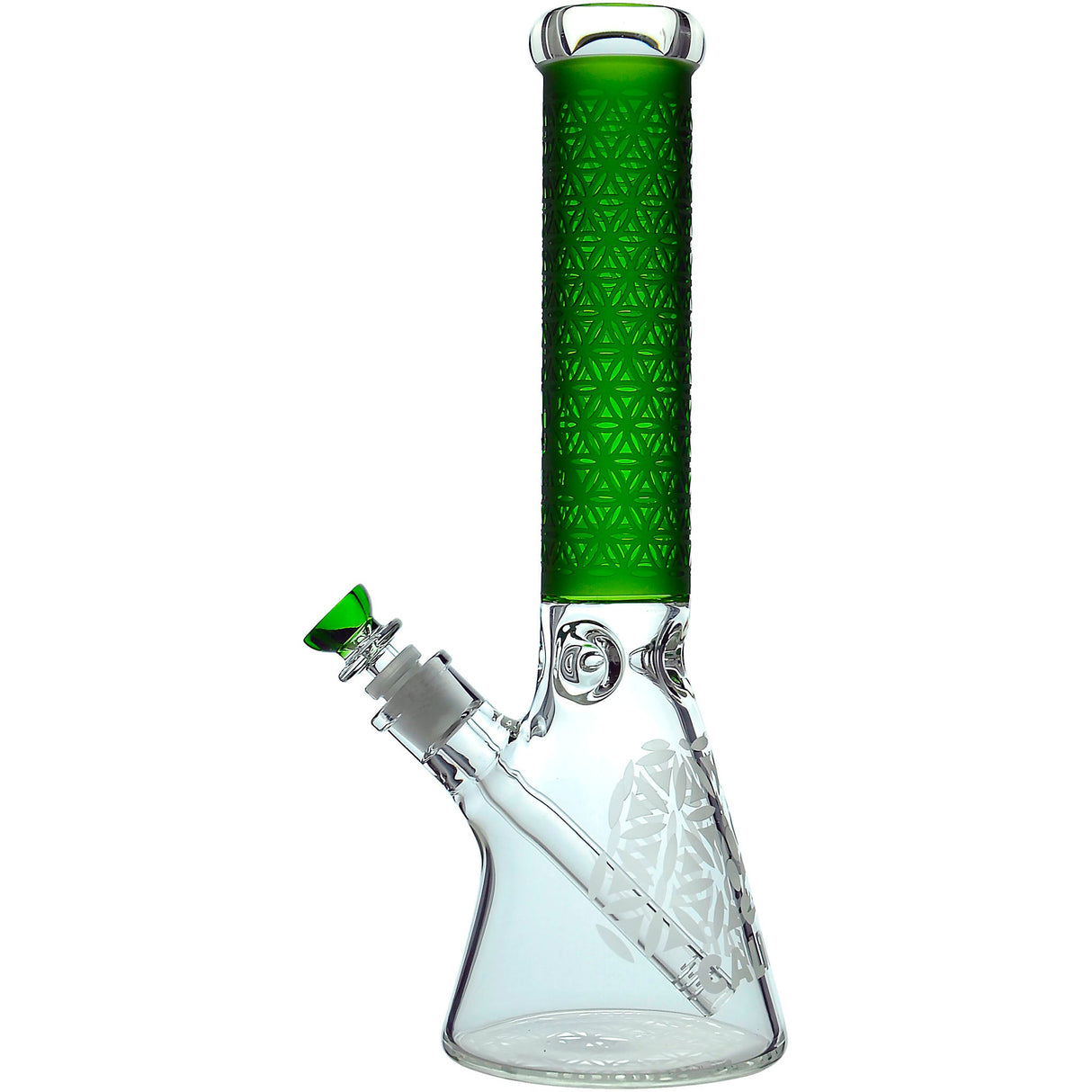 🇺🇸Calibear - Green Glass Beaker Bong w/ Ice Catcher 雕刻玻璃燒杯水煙壺