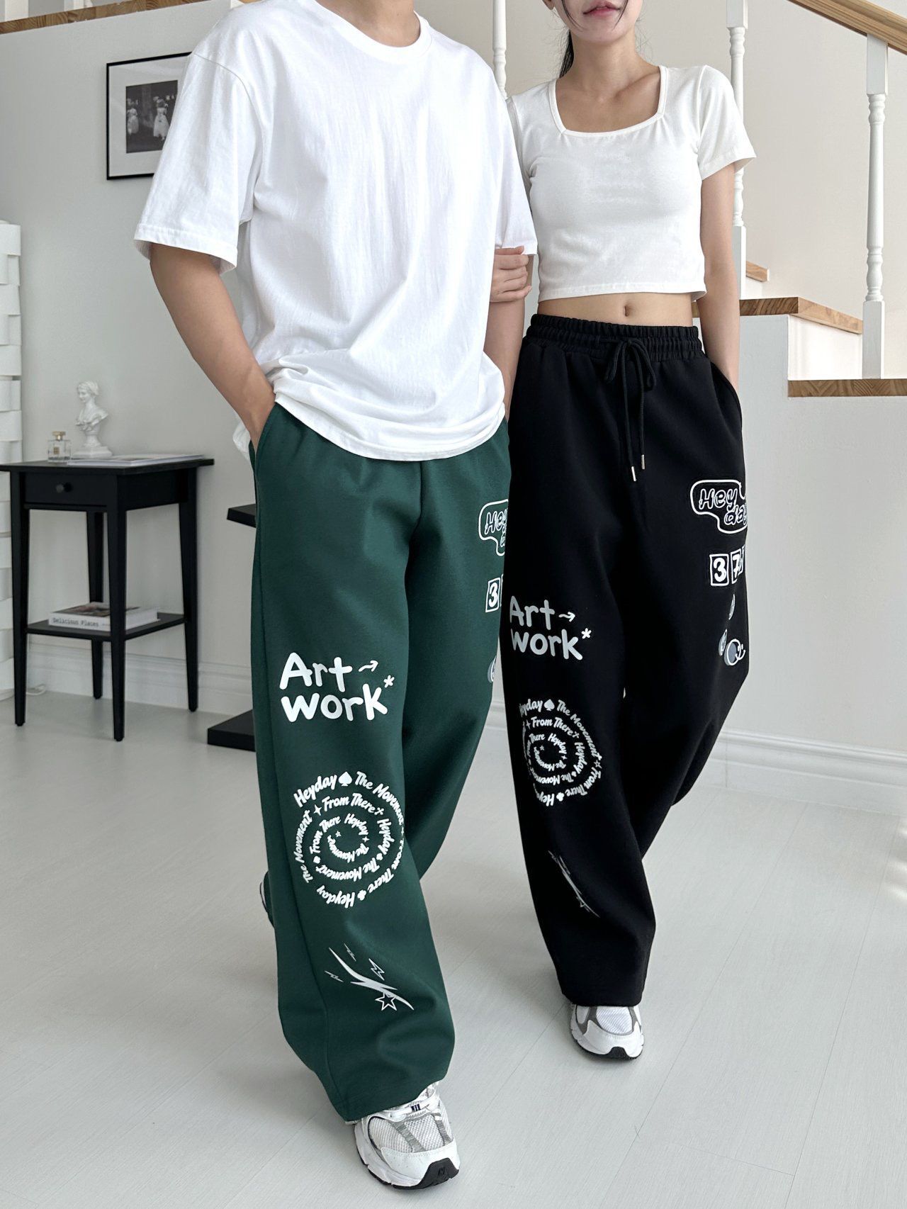 英文字圖案可束腳運動褲 HEYDAY-025P