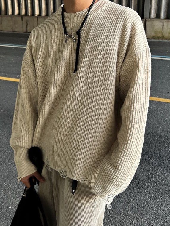 淨色破邊針織衫 GLEE-011T