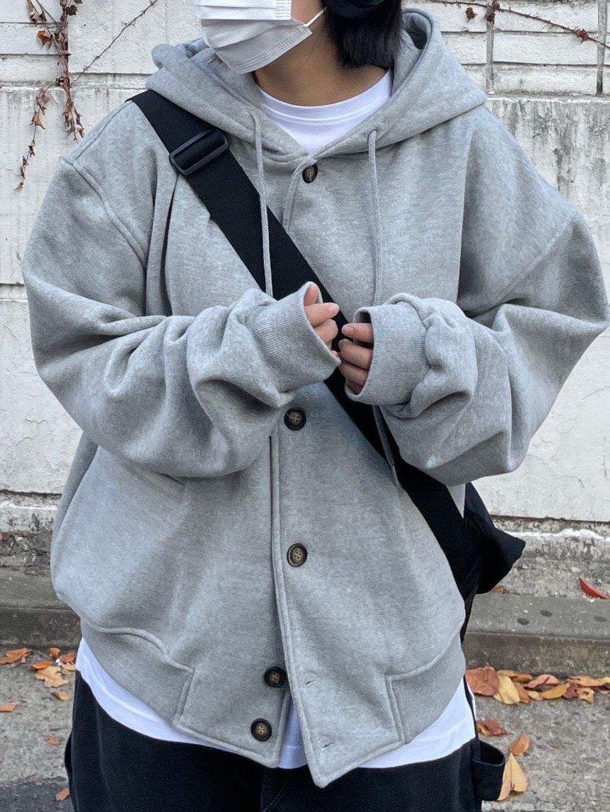 淨色連帽開胸外套(薄抓毛底) GLEE-014JK