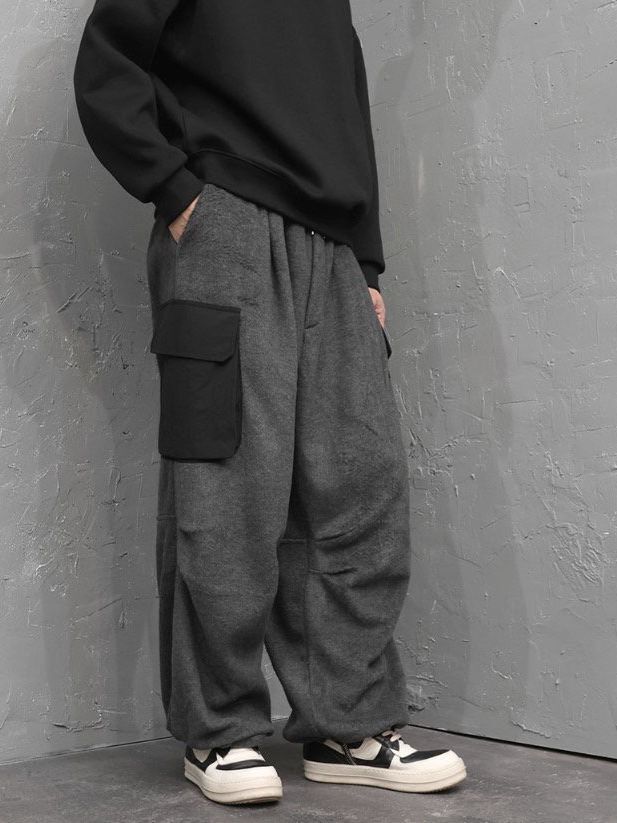 拼色可束腳抓毛鬆身褲(抓毛底) GLEE-015P