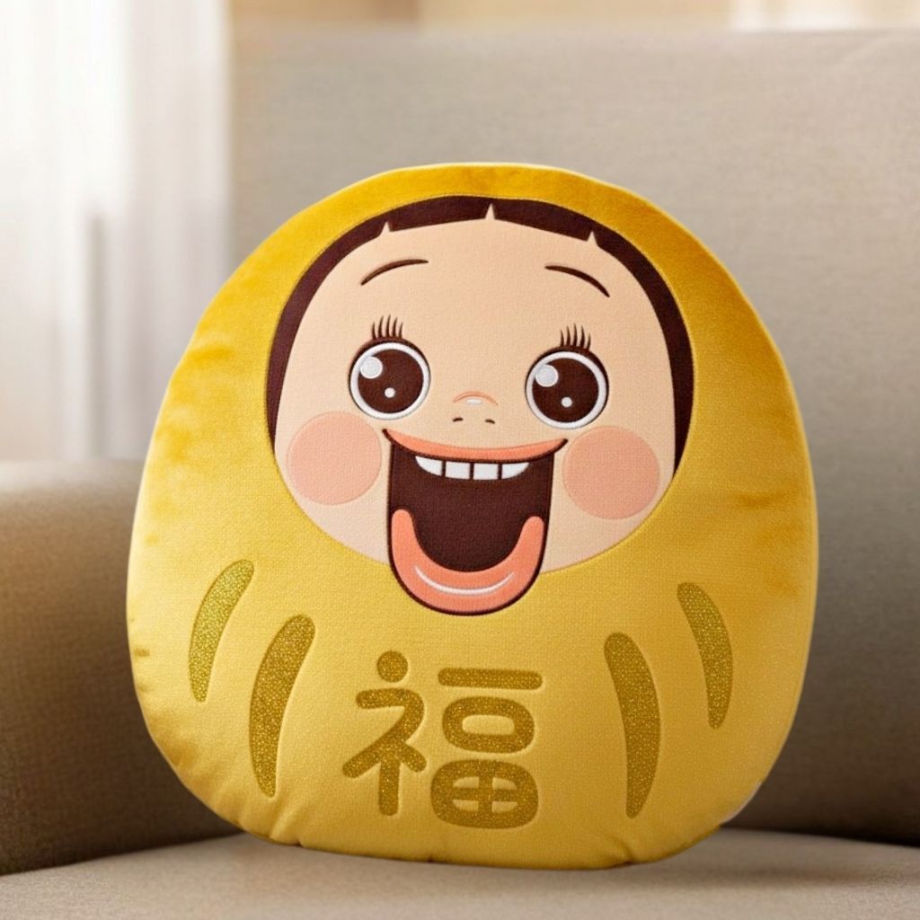 小燦 | 燦子  |超柔絨毛絨 公仔抱枕 | 攬枕-福字(黃金版 )