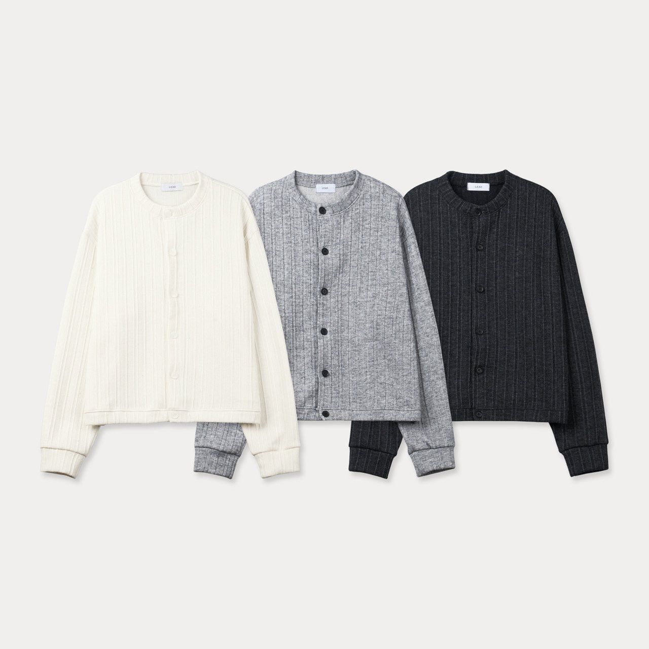 暗直紋圓領開胸外套 LEAD-015T