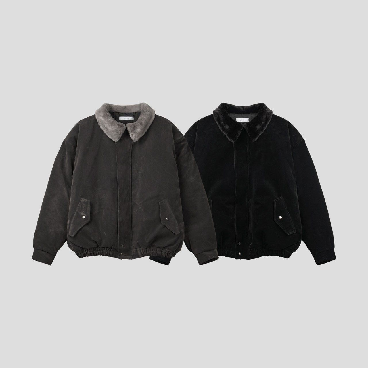 毛毛領淨色拉鍊外套 LEAD-017JK