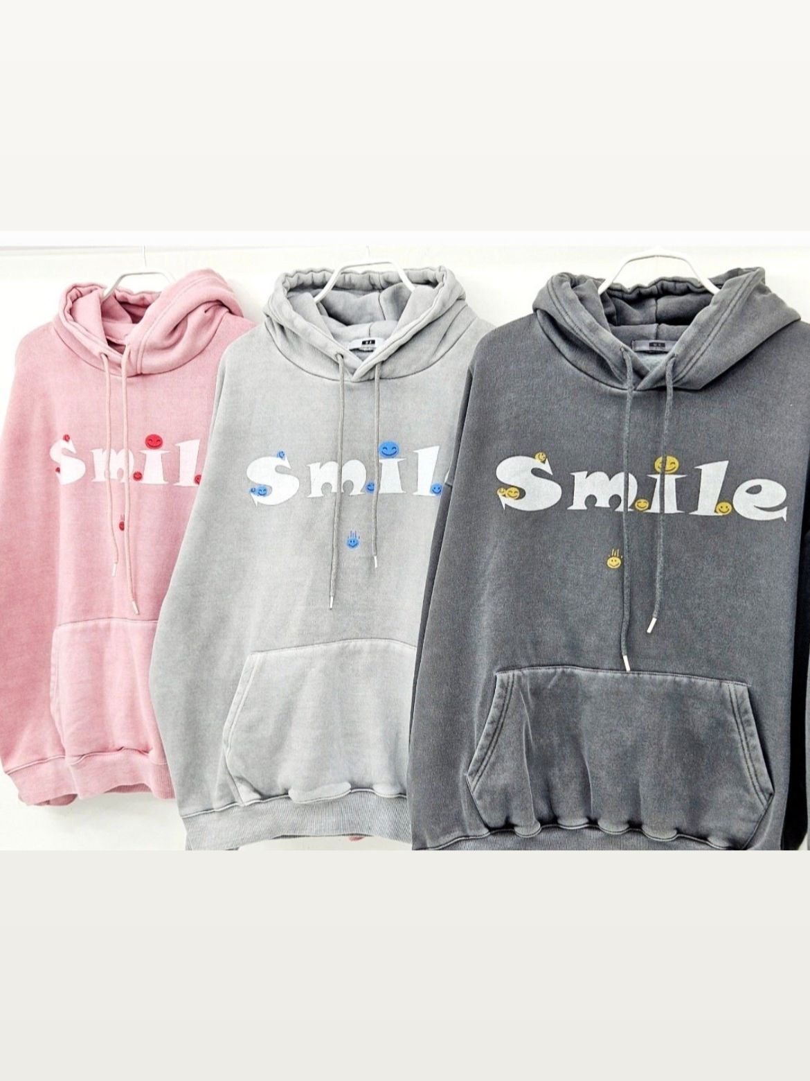 OverSize洗水笑哈哈圖案連帽衛衣(薄抓毛底) US-003T