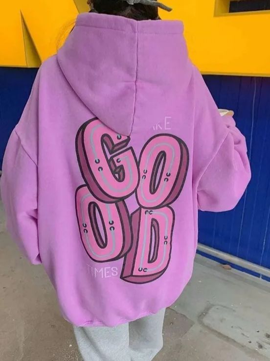 OverSize洗水英文字連帽衛衣(薄抓毛底) US-004T