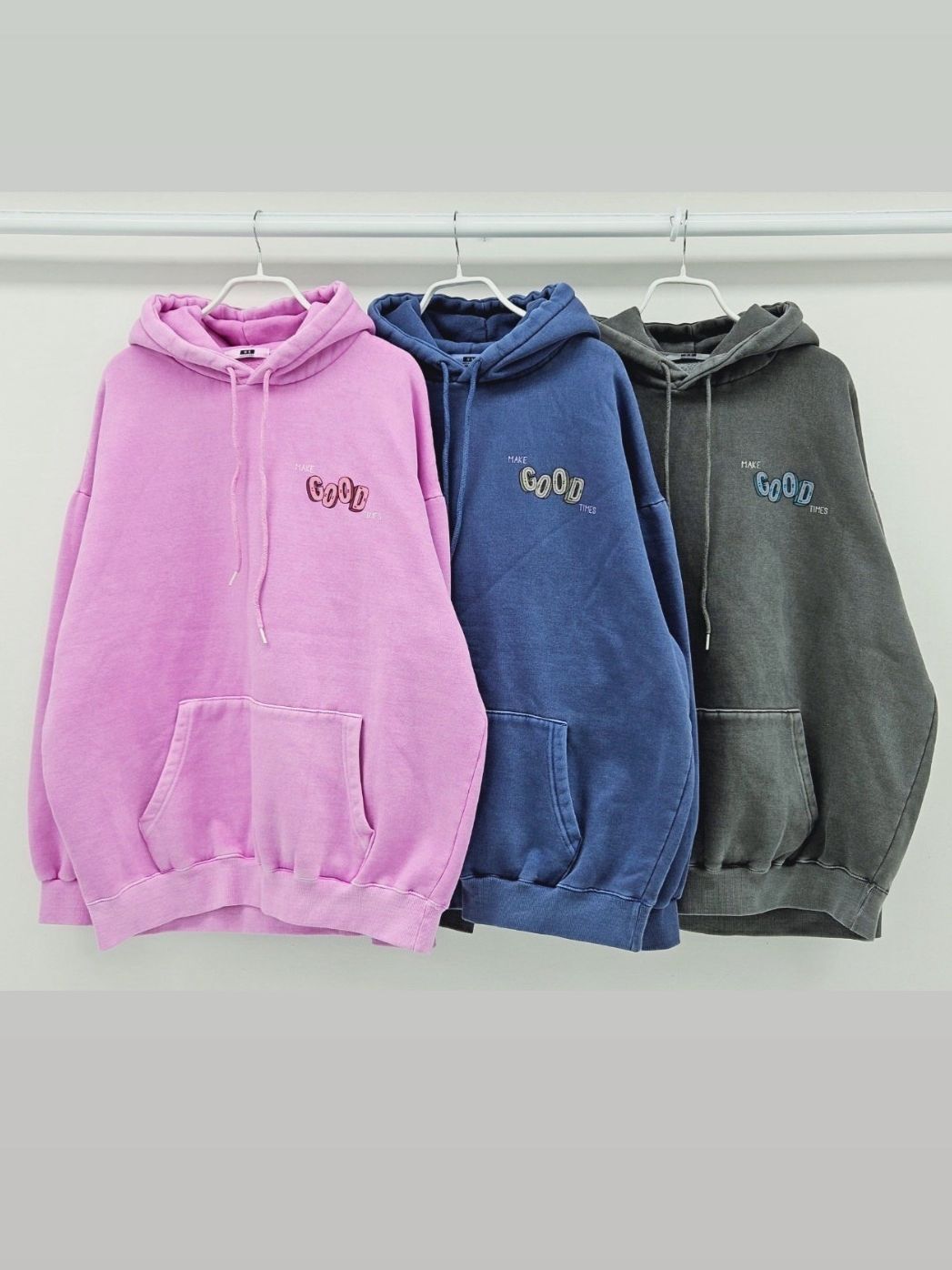 OverSize洗水英文字連帽衛衣(薄抓毛底) US-004T