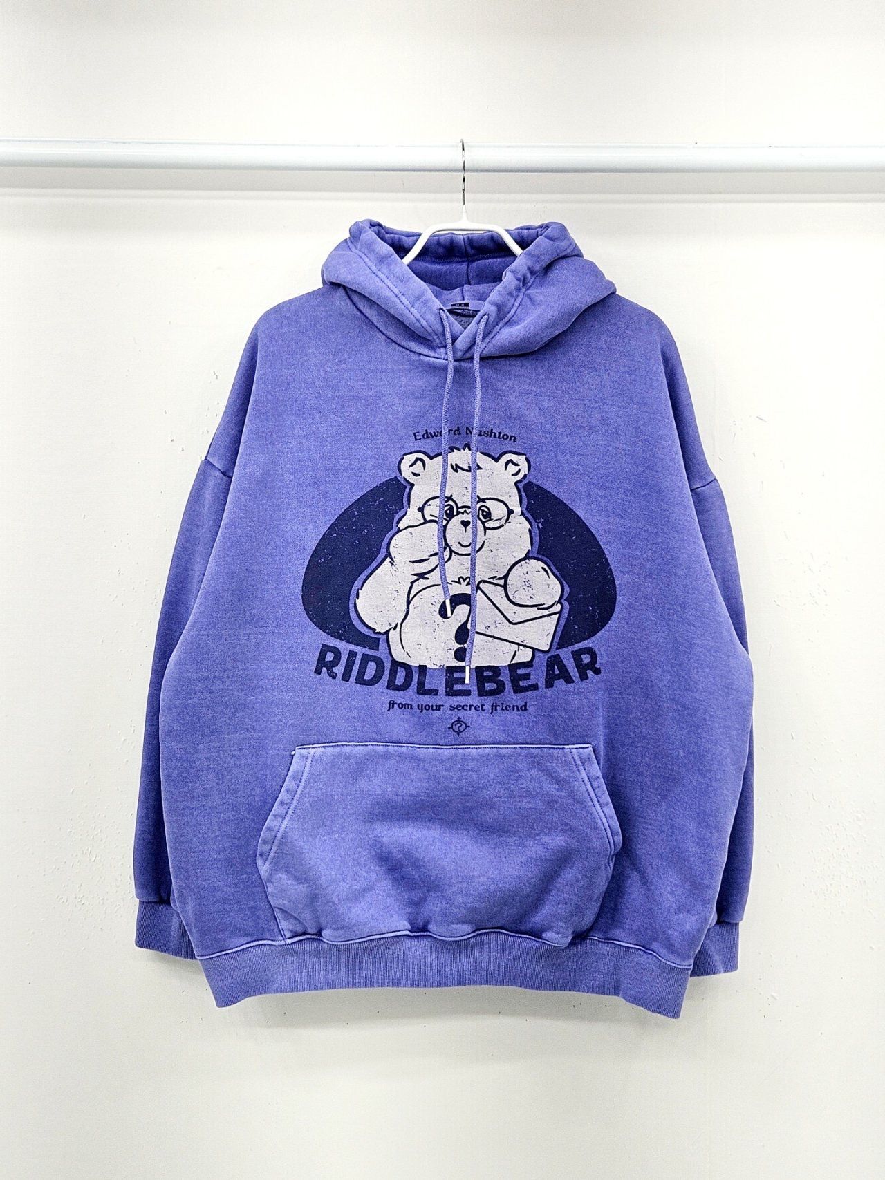 OverSize洗水熊仔圖案連帽衛衣(薄抓毛底) US-007T