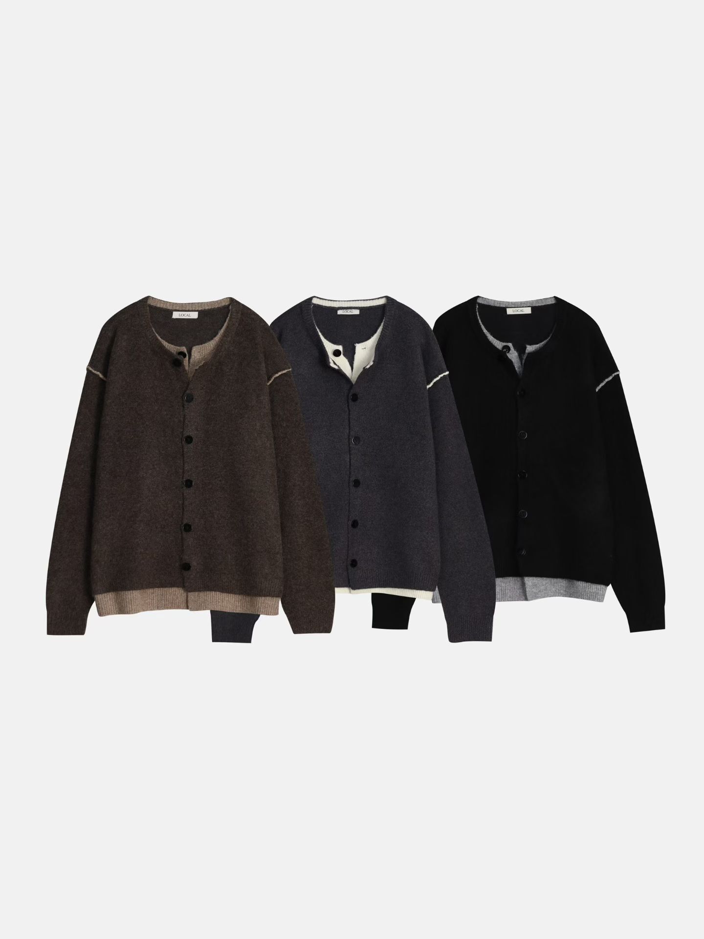 拼色圓領開胸外套 LOCAL-027JK