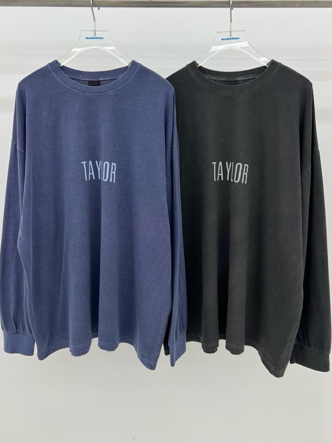 OverSize洗水英文字長袖衫 manhattans-052T