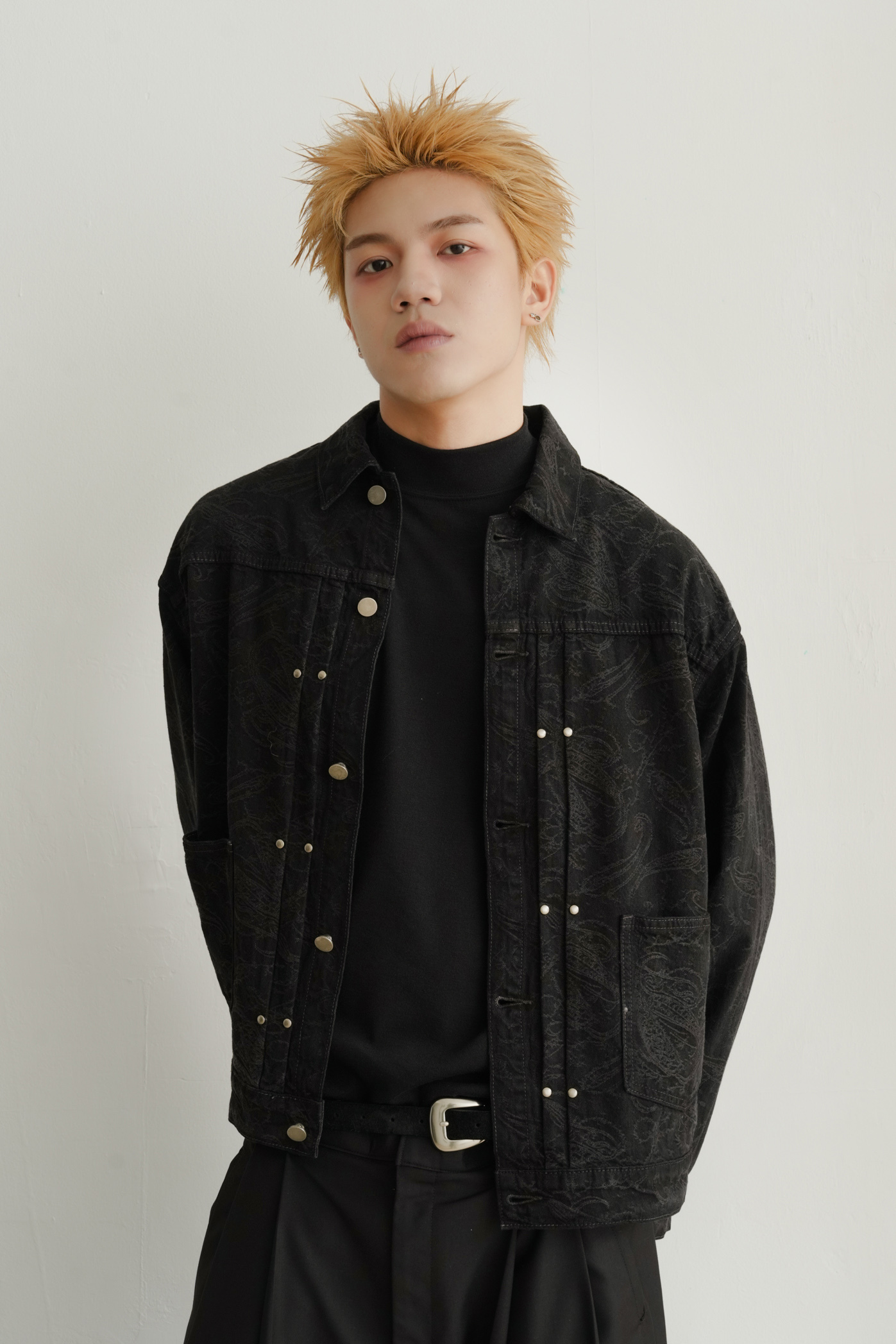 Jacquard Denim Set-Rivet Jacket #外套