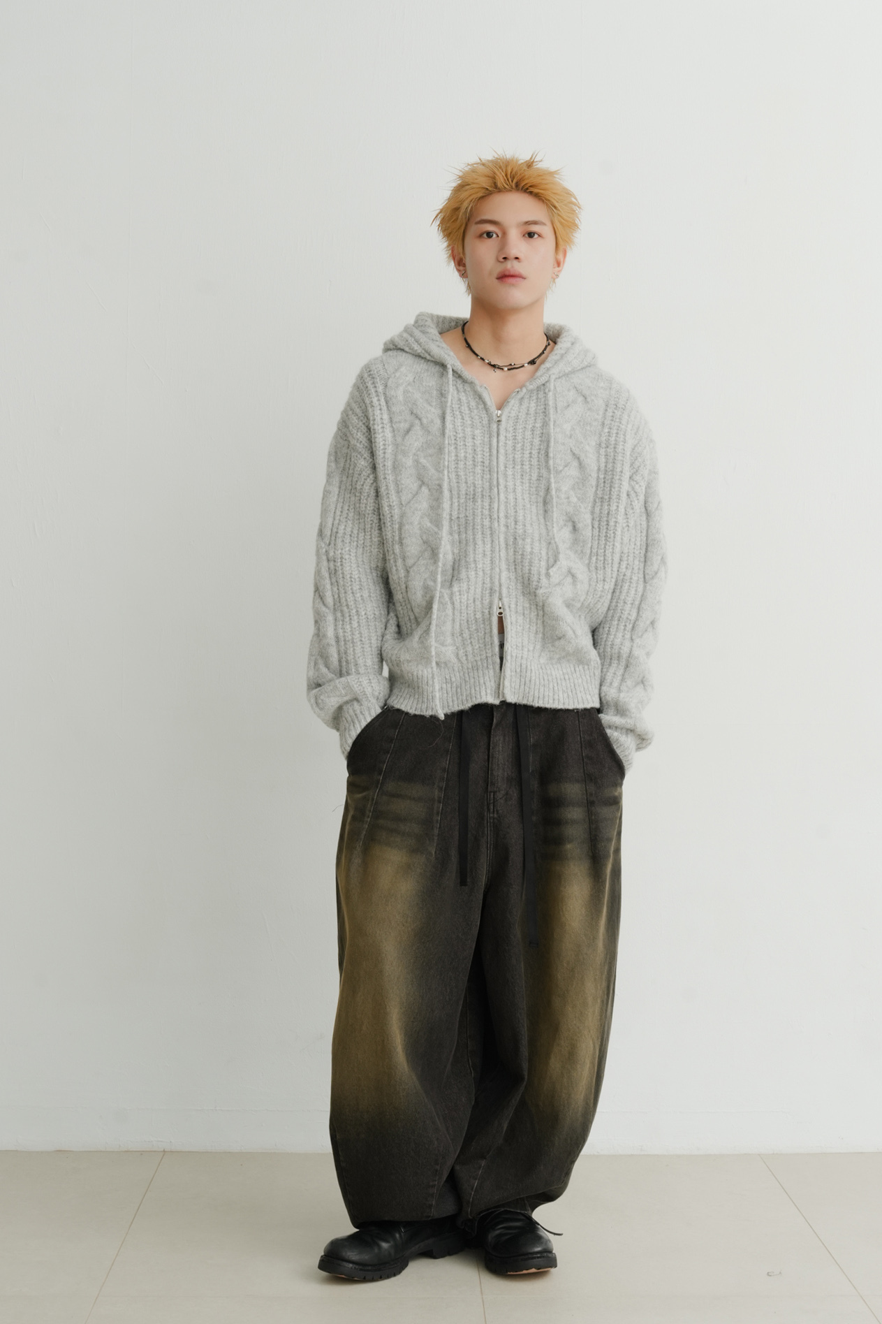 mar heavy wool knit hoodie #外套