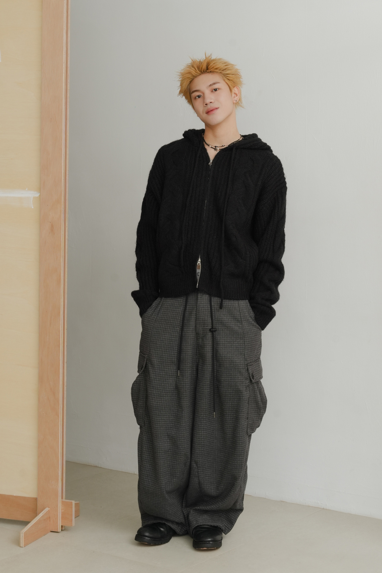 mar heavy wool knit hoodie #外套