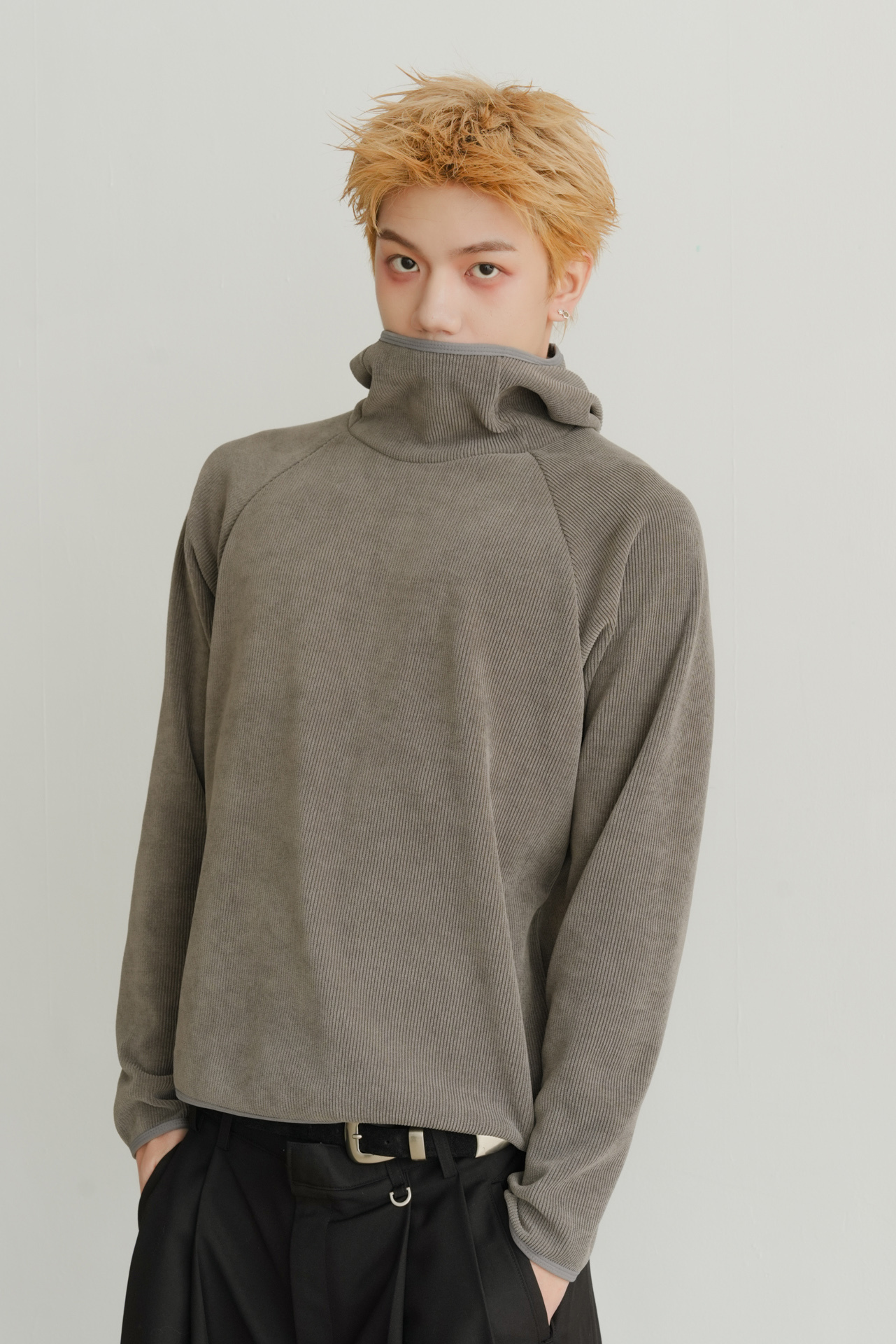 ribbed neck warmer hoodie #帽T