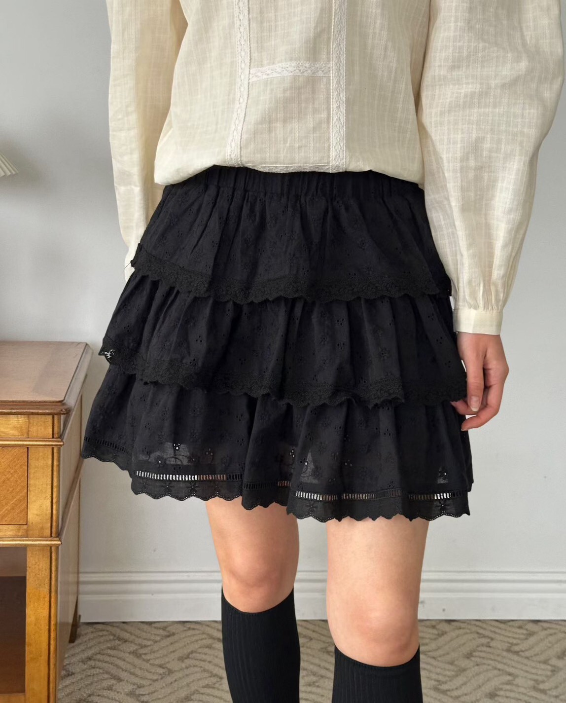 小花紋蛋糕短褲裙