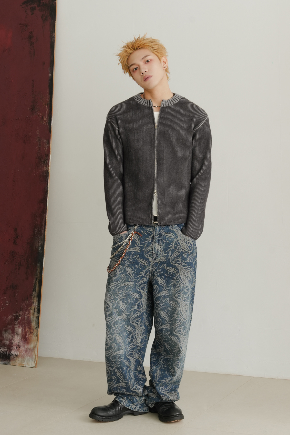 Two-Tone Zip Knit #外套