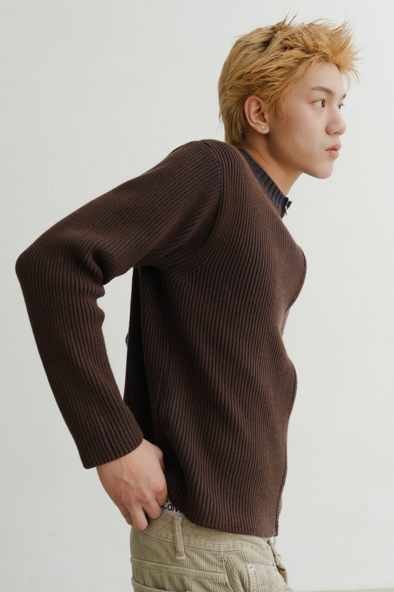 Two-Tone Zip Knit #外套