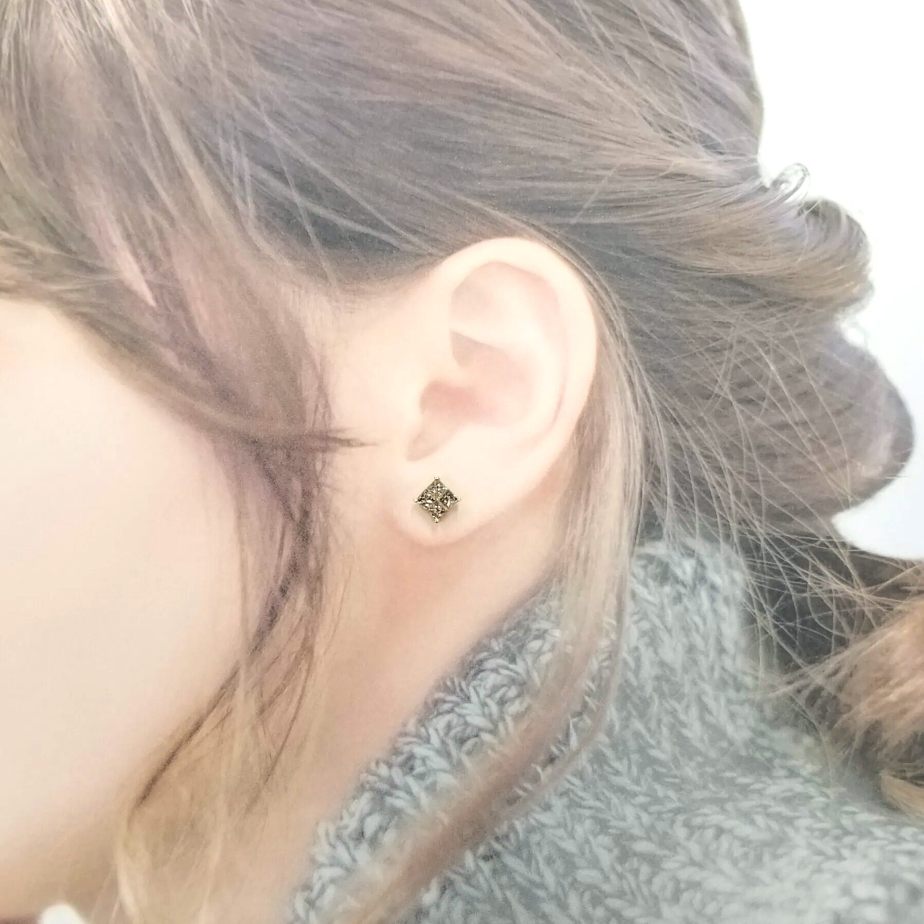 全新18K玫瑰金1卡12份鑽石耳環